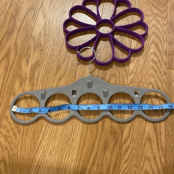 Grey & Purple Velvet  Feel Scarf Belt Tie Holders (Set of 2) - Picture 7 of 7